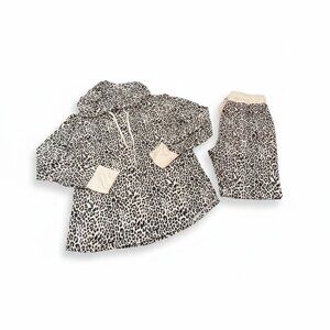 NWOT Jordann Jammies Leopard Animal Print Hooded Lounge Set XL